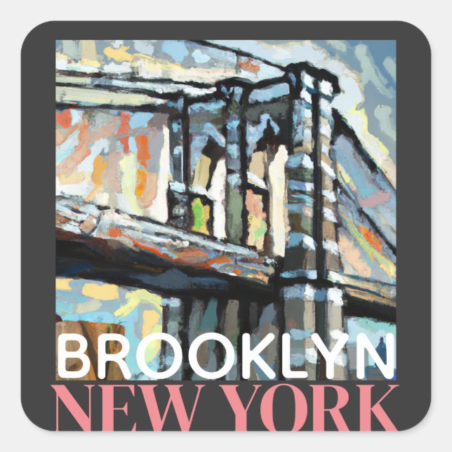 Pegatina Cuadrada Brooklyn Bridge New York (Anverso)
