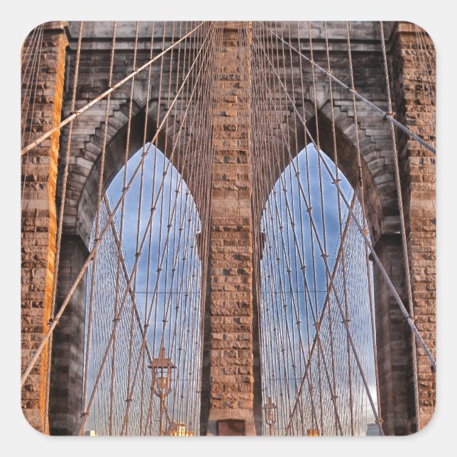 Pegatina Cuadrada Brooklyn Bridge New York USA (Anverso)