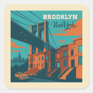 Pegatina Cuadrada Brooklyn New York