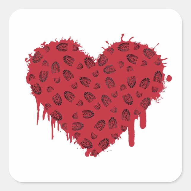 Pegatina Cuadrada brotes de corazón de arranque (Anverso)