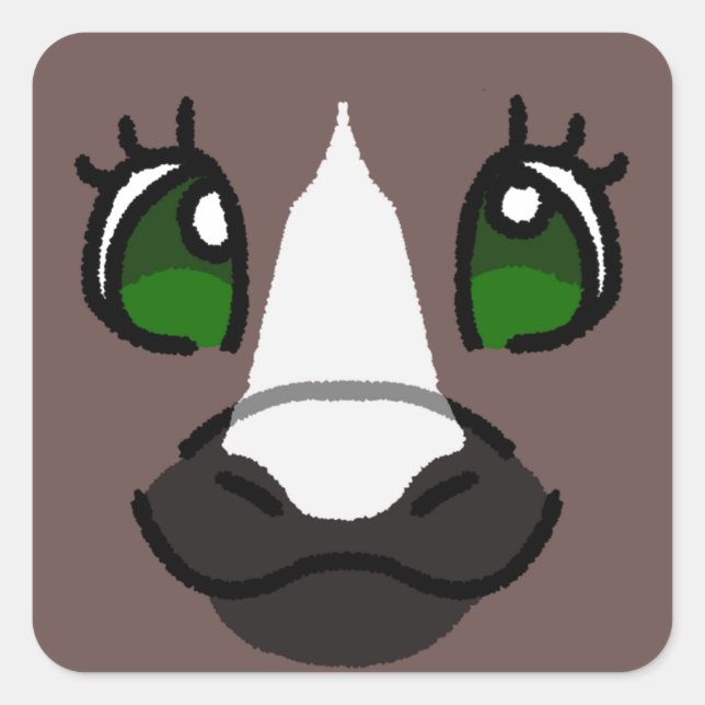 Pegatina Cuadrada Brown Pony (Anverso)