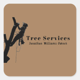 Pegatina Cuadrada Brown Professional Tree Trimming Service