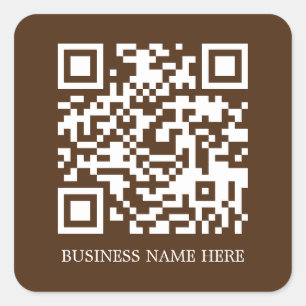Pegatina Cuadrada Brown Simple, Moderno Código QR Nombre comercial