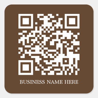 Pegatina Cuadrada Brown Simple, Moderno Código QR Nombre comercial