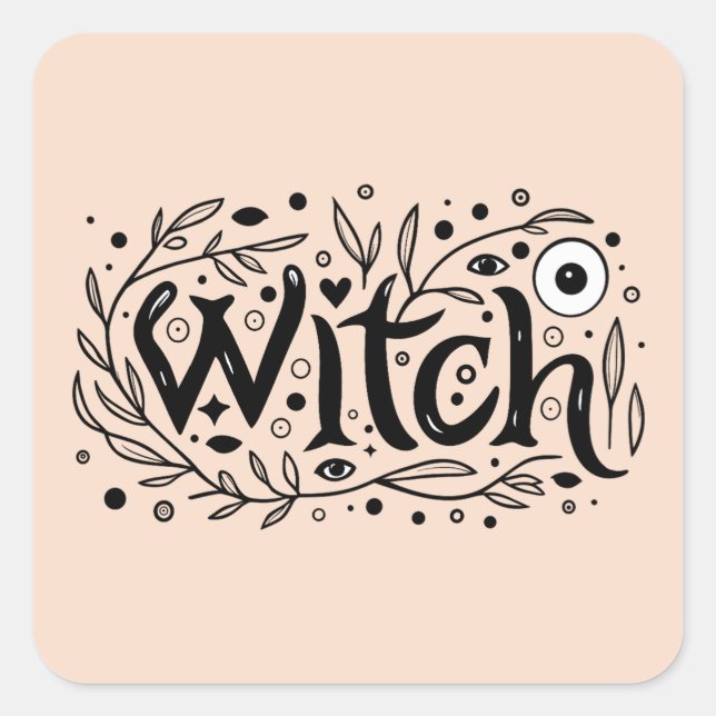 Pegatina Cuadrada Bruja estética de Whimsigoth (Anverso)