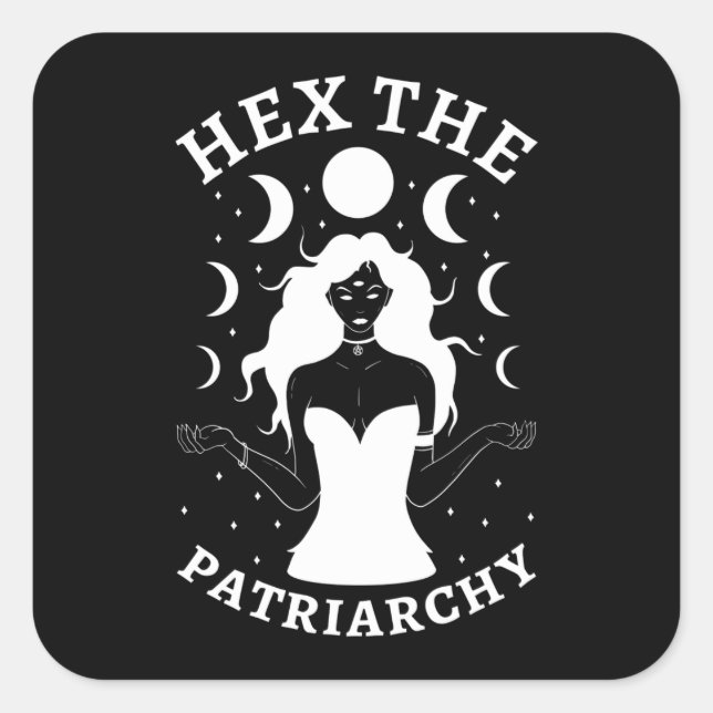 Pegatina Cuadrada Bruja feminista - Hex El Patriarcado II (Anverso)