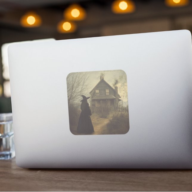 Pegatina Cuadrada Bruja Vintage de Halloween  (Subido por el creador)