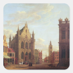 Pegatina Cuadrada Brujas, 1824 (aceite en el panel)