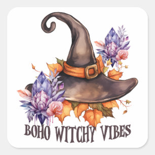Pegatina Cuadrada Brujas Boho Vibes Halloween 