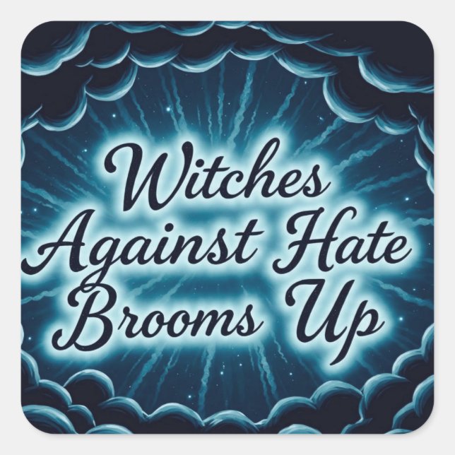 Pegatina Cuadrada Brujas contra el odio (Anverso)
