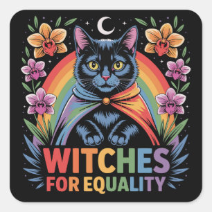 Pegatina Cuadrada Brujas por la Igualdad Feminista