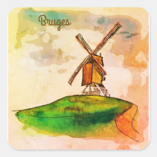 Pegatina Cuadrada Brujas Windmill