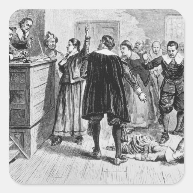 Pegatina Cuadrada Brujería en la aldea Salem (Anverso)