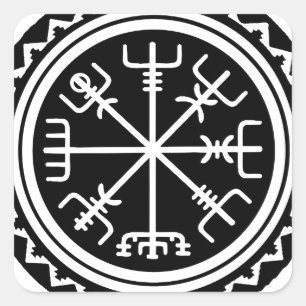 Pegatina Cuadrada Brújula Vikinga Vegvisir