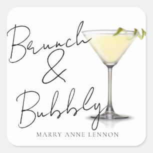 Pegatina Cuadrada Brunch de ducha de novia y etiquetas de favor de b