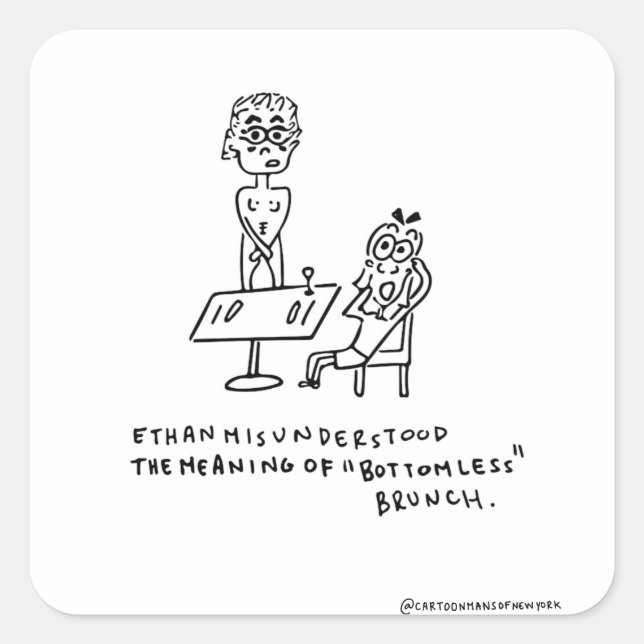 Pegatina Cuadrada Brunch sin botella (Anverso)