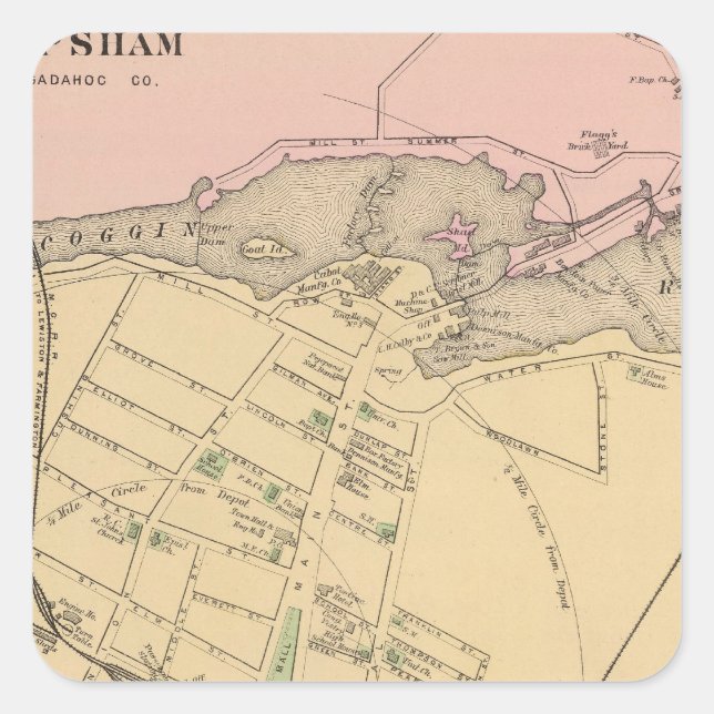 Pegatina Cuadrada Brunswick, Topsham (Anverso)