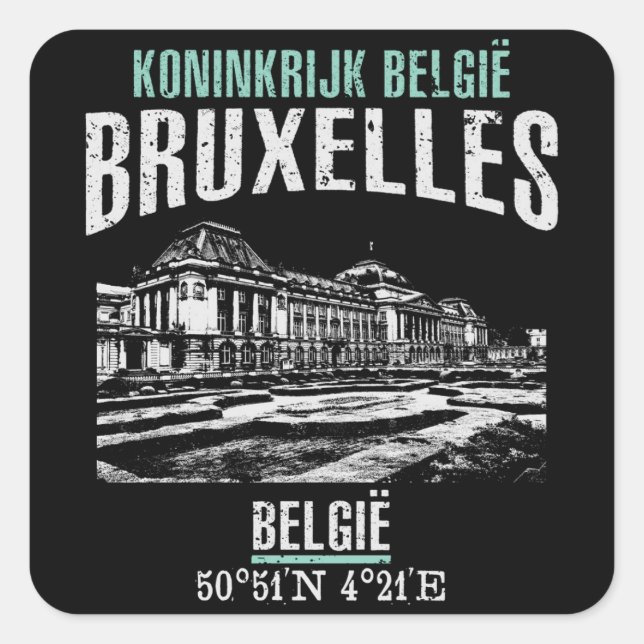 Pegatina Cuadrada Bruselas (Anverso)
