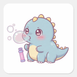 Pegatina Cuadrada Bubble Dino – Playful & Kawaii!