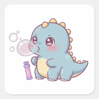 Pegatina Cuadrada Bubble Dino – Playful & Kawaii!