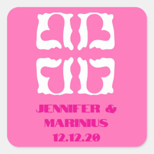 Pegatina Cuadrada Bubblegum Corazón rosa y blanco