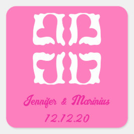 Pegatina Cuadrada Bubblegum Corazón rosa y blanco