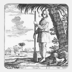 Pegatina Cuadrada Bucanero en las Antillas, 1686