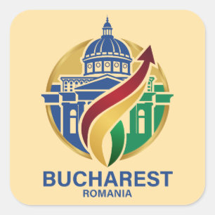 Pegatina Cuadrada Bucarest Rumania Europa del Este