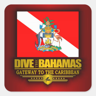Pegatina Cuadrada Bucear en las Bahamas 2