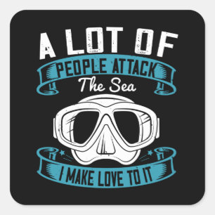 Pegatina Cuadrada Buceo - Amo El Mar