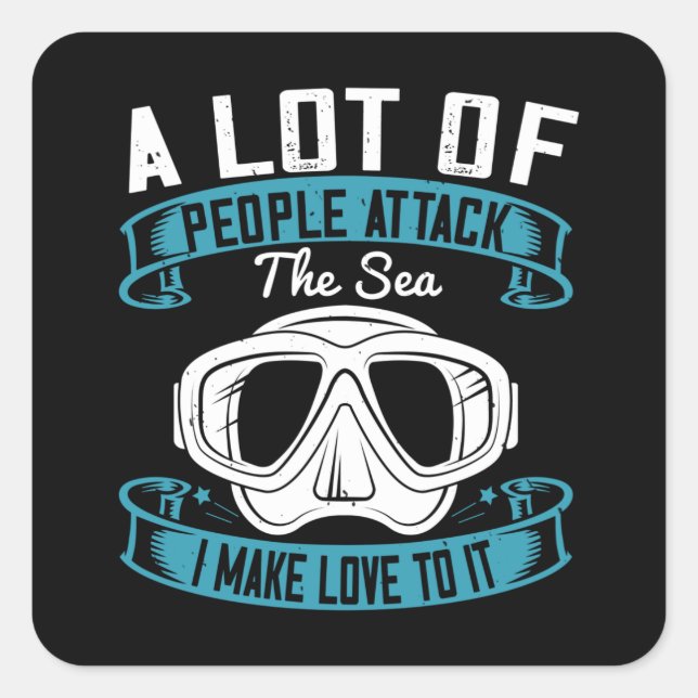Pegatina Cuadrada Buceo - Amo El Mar (Anverso)