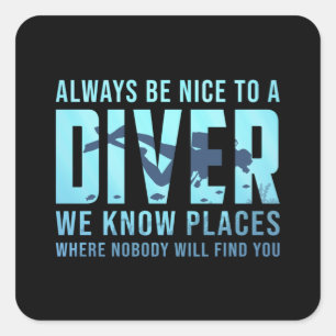 Pegatina Cuadrada Buceo Scuba Buceo Buceo Dive Divertida Idea de Reg