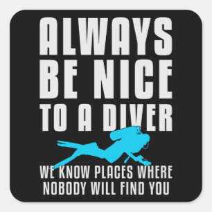 Pegatina Cuadrada Buceo Submarinismo Buceo Scuba Buceo Divertido Ide