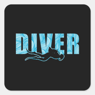 Pegatina Cuadrada Buceo Submarinismo Buceo Scuba Submarinismo Divert