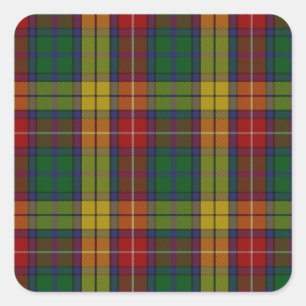 Pegatina Cuadrada Buchanan Clan Family Tartan