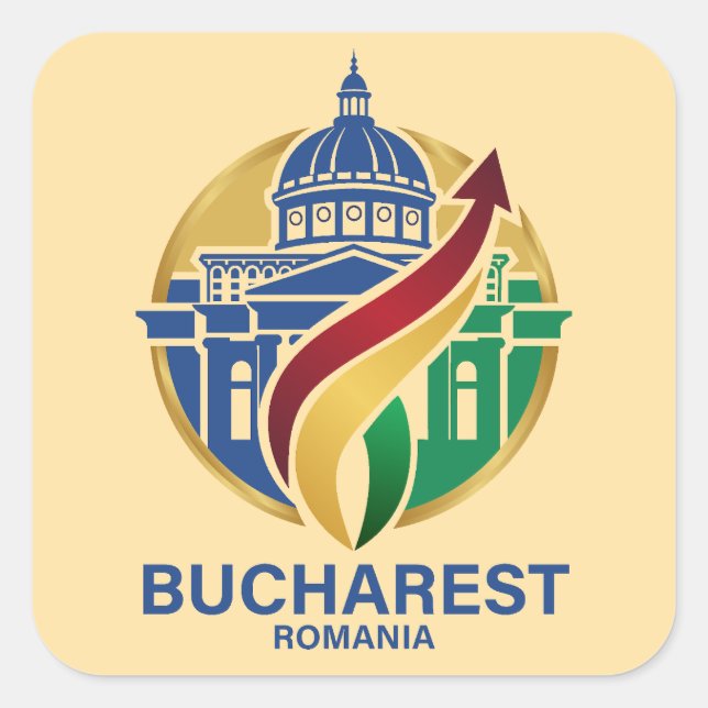 Pegatina Cuadrada Bucharest Romania Eastern European (Anverso)