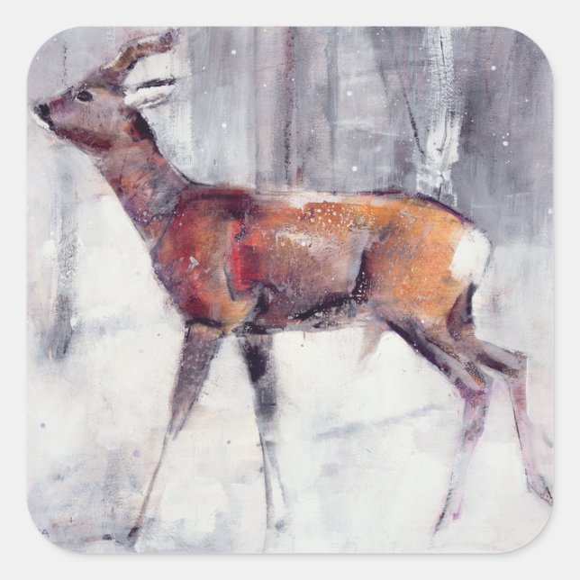 Pegatina Cuadrada Buck in the snow 2000 (Anverso)