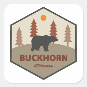 Pegatina Cuadrada Buckhorn Wilderness Washington Bear