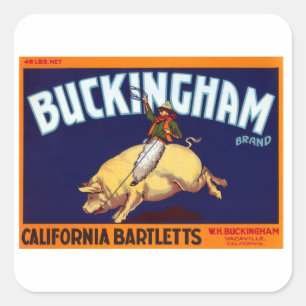Pegatina Cuadrada Buckingham Brand California Bartletts