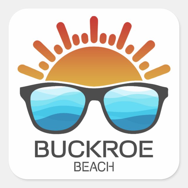 Pegatina Cuadrada Buckroe Beach Virginia Sunglasses (Anverso)
