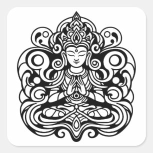 Pegatina Cuadrada Buda en paz