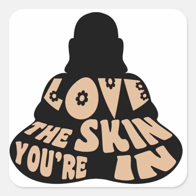 Pegatina Cuadrada Buda Love (Anverso)