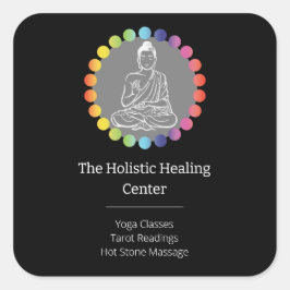 Pegatina Cuadrada Buda Rainbow Chakras Yoga espiritual metafísico