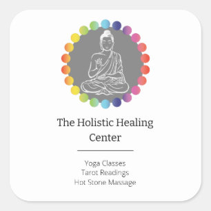 Pegatina Cuadrada Buda Rainbow Chakras Yoga espiritual metafísico