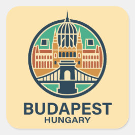 Pegatina Cuadrada Budapest Hungría Europa