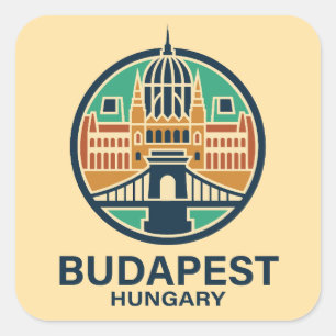 Pegatina Cuadrada Budapest Hungría Europa