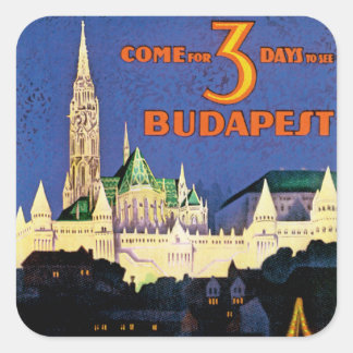 Pegatina Cuadrada Budapest vintage