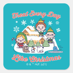 Pegatina Cuadrada Buddy the Elf Chibi Graphic