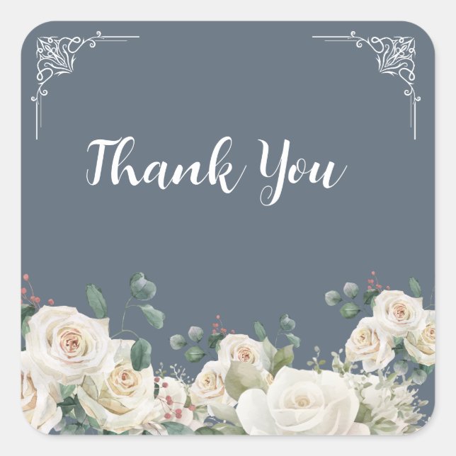 Pegatina Cuadrada Budget Purple Florals Bridgerton Bridal Shower (Anverso)