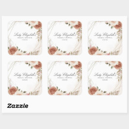 Pegatina Cuadrada Budget Purple Florals Bridgerton Bridal Shower